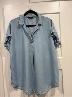 Jane and Delancey Light Blue Short-Sleeve Polo Shirt